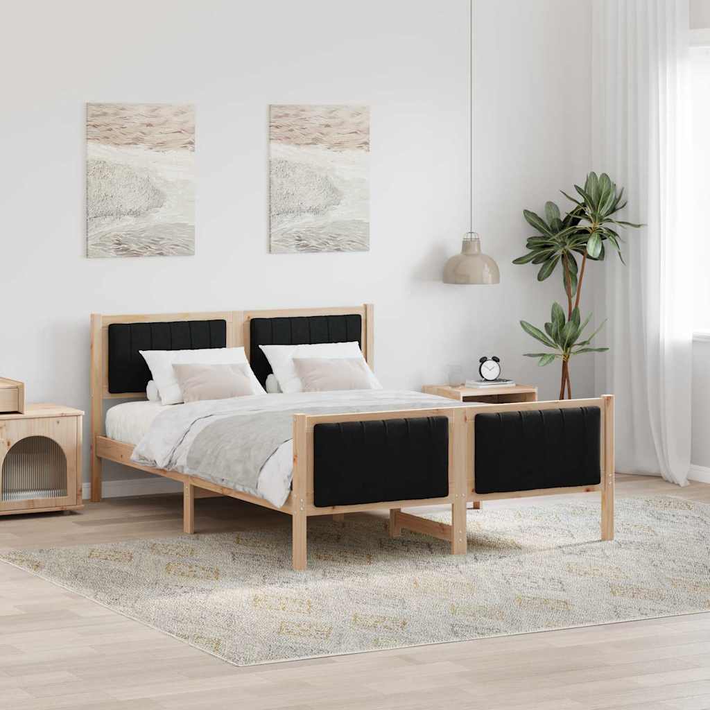 Bedframe Bruin en zwart 135 x 190 cm Massief grenenhout is nu te koop bij PeponiXL, paradijselijk wonen!