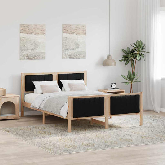 Bedframe Bruin en zwart 135 x 190 cm Massief grenenhout is nu te koop bij PeponiXL, paradijselijk wonen!