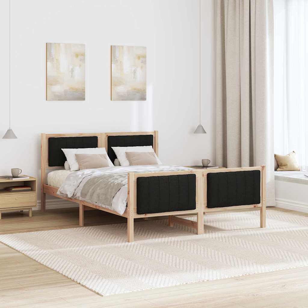 Bedframe Bruin en zwart 135 x 190 cm Massief grenenhout is nu te koop bij PeponiXL, paradijselijk wonen!