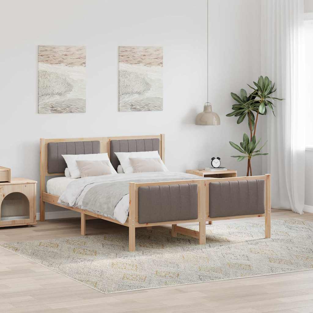 Bedframe Bruin en taupe 135 x 190 cm Massief grenenhout is nu te koop bij PeponiXL, paradijselijk wonen!