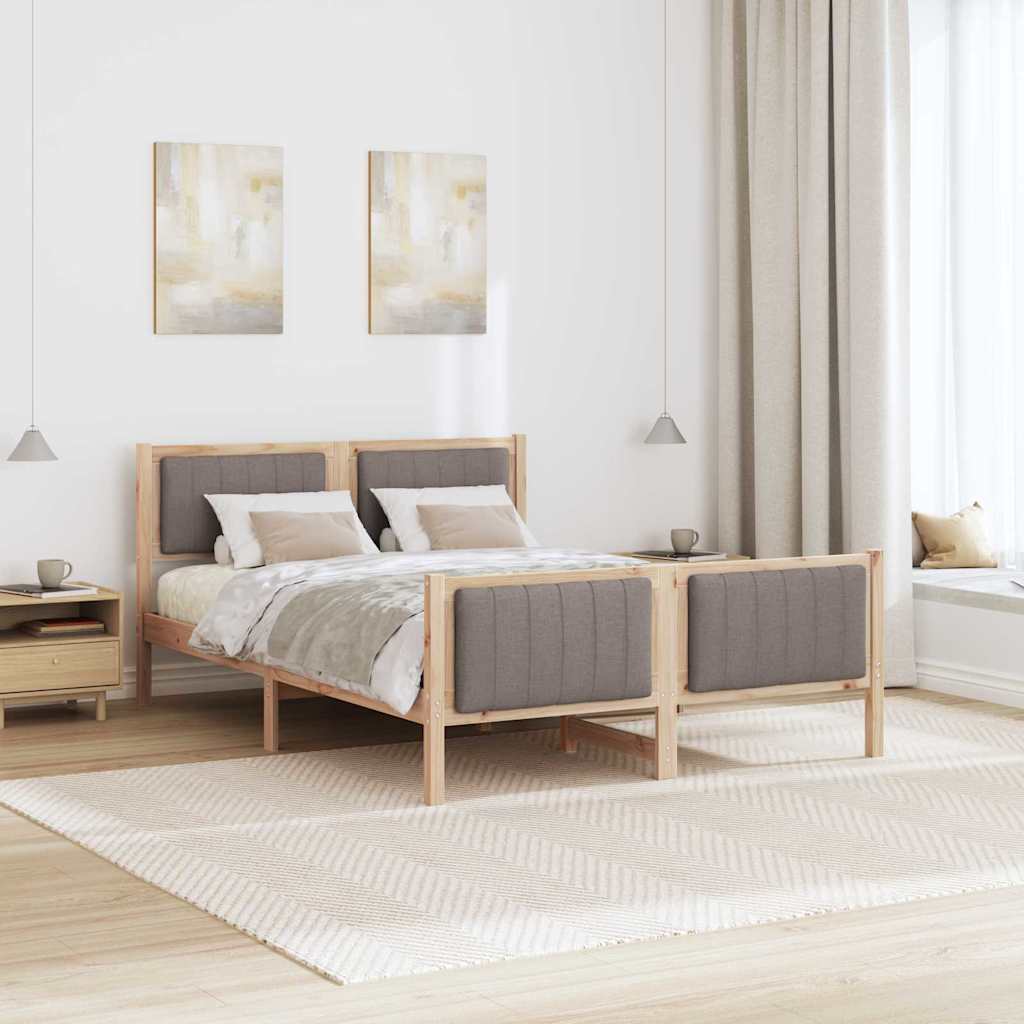 Bedframe Bruin en taupe 135 x 190 cm Massief grenenhout is nu te koop bij PeponiXL, paradijselijk wonen!