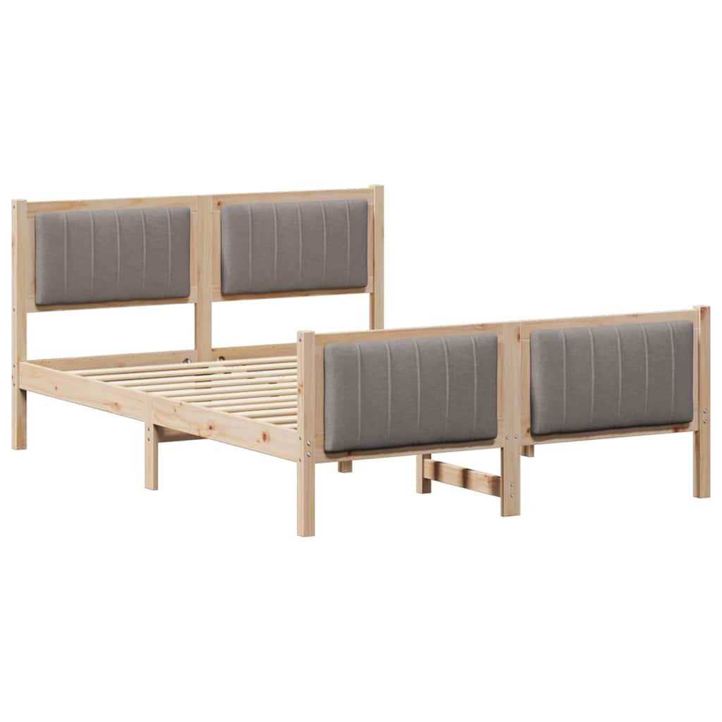 Bedframe Bruin en taupe 135 x 190 cm Massief grenenhout is nu te koop bij PeponiXL, paradijselijk wonen!