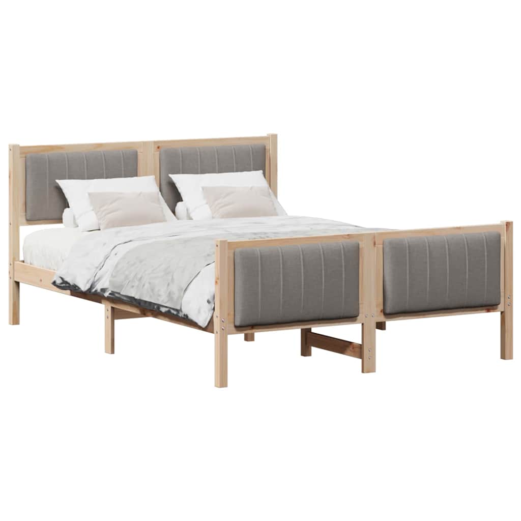 Bedframe Bruin en taupe 135 x 190 cm Massief grenenhout is nu te koop bij PeponiXL, paradijselijk wonen!