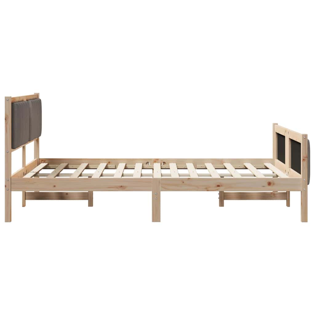 Bedframe Bruin en taupe 135 x 190 cm Massief grenenhout is nu te koop bij PeponiXL, paradijselijk wonen!