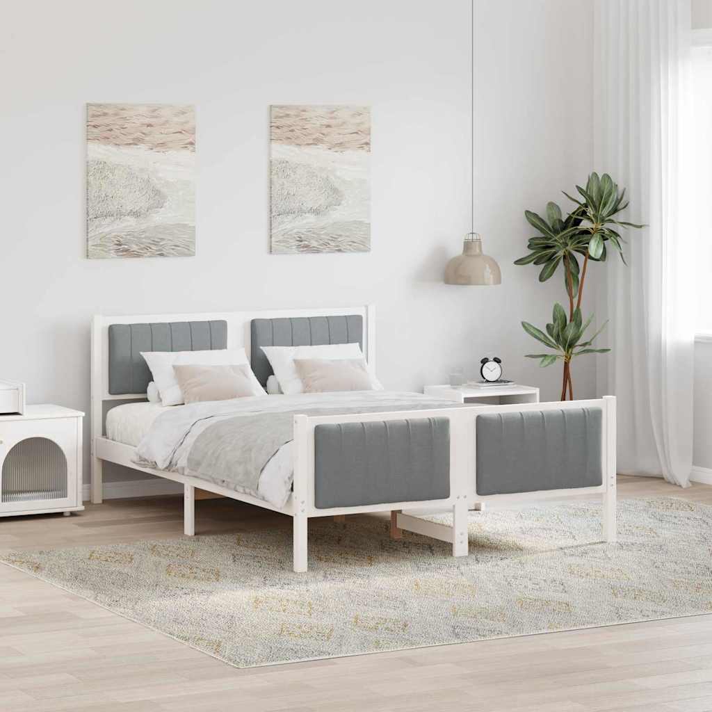 Bedframe Wit en lichtgrijs 135 x 190 cm Massief grenenhout is nu te koop bij PeponiXL, paradijselijk wonen!
