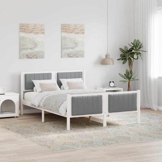 Bedframe Wit en lichtgrijs 135 x 190 cm Massief grenenhout is nu te koop bij PeponiXL, paradijselijk wonen!