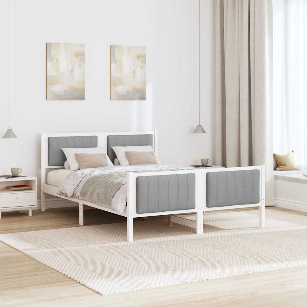 Bedframe Wit en lichtgrijs 135 x 190 cm Massief grenenhout is nu te koop bij PeponiXL, paradijselijk wonen!
