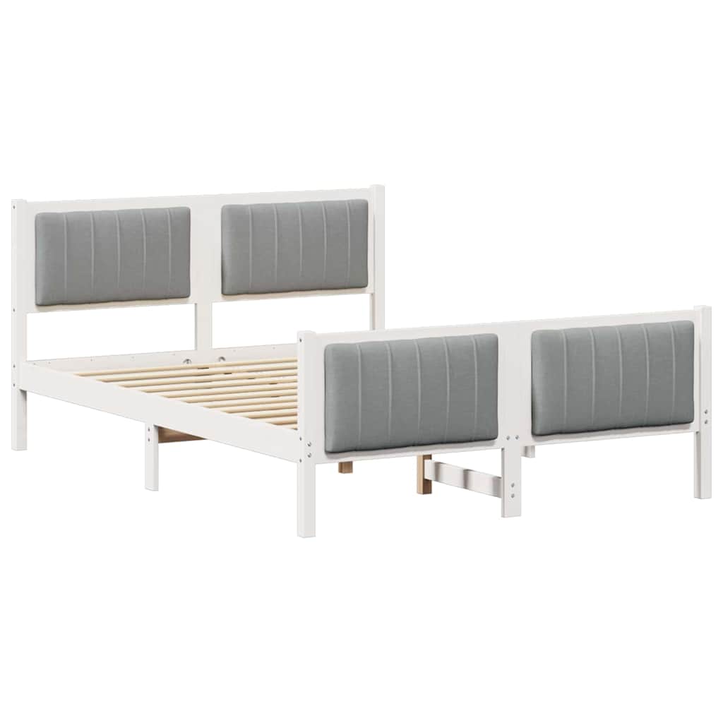 Bedframe Wit en lichtgrijs 135 x 190 cm Massief grenenhout is nu te koop bij PeponiXL, paradijselijk wonen!