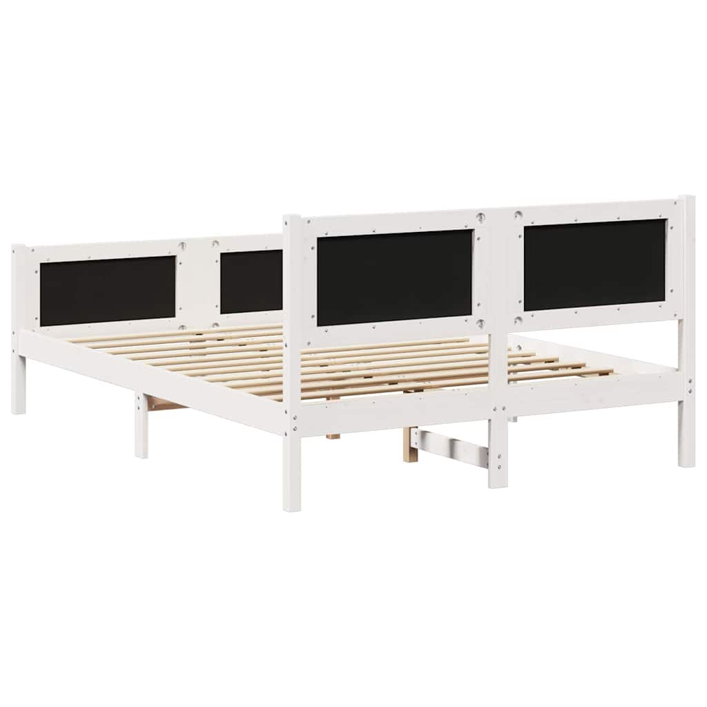 Bedframe Wit en lichtgrijs 135 x 190 cm Massief grenenhout is nu te koop bij PeponiXL, paradijselijk wonen!