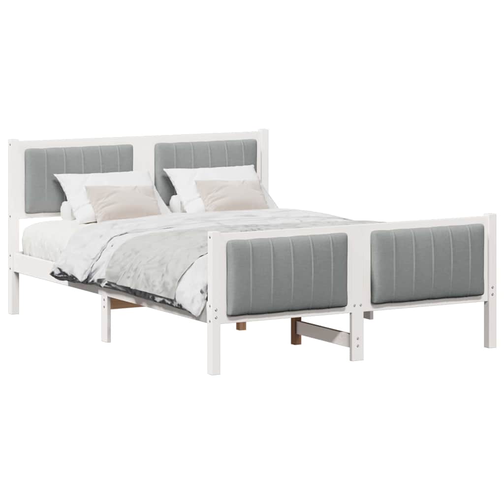 Bedframe Wit en lichtgrijs 135 x 190 cm Massief grenenhout is nu te koop bij PeponiXL, paradijselijk wonen!