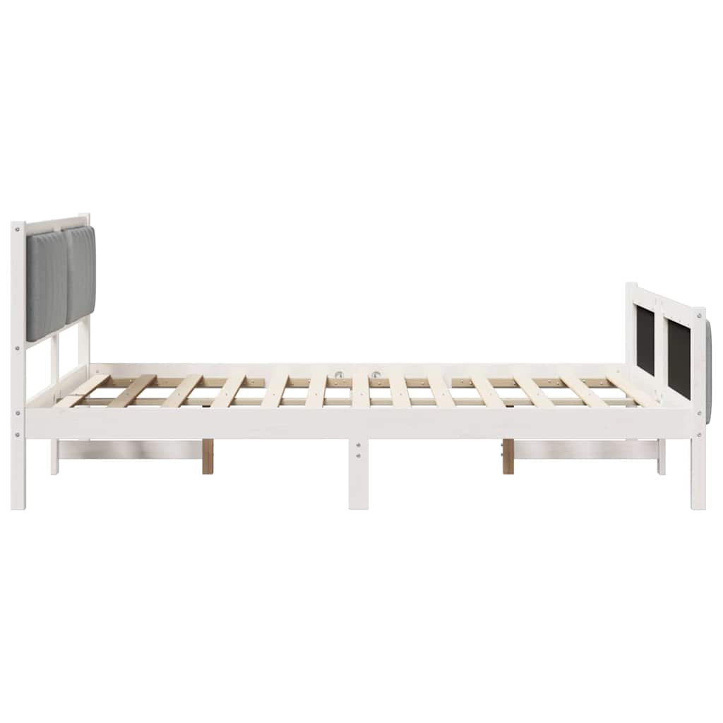 Bedframe Wit en lichtgrijs 135 x 190 cm Massief grenenhout is nu te koop bij PeponiXL, paradijselijk wonen!