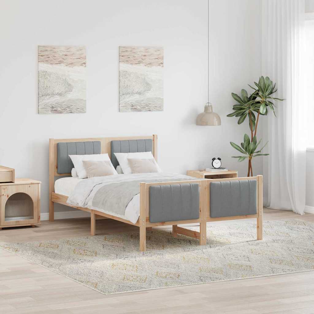 Bedframe Bruin en lichtgrijs 120 x 190 cm Massief grenenhout is nu te koop bij PeponiXL, paradijselijk wonen!