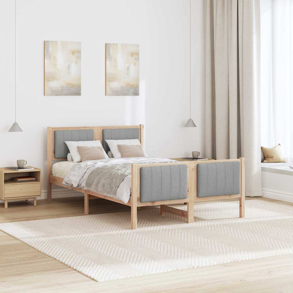 Bedframe Bruin en lichtgrijs 120 x 190 cm Massief grenenhout is nu te koop bij PeponiXL, paradijselijk wonen!