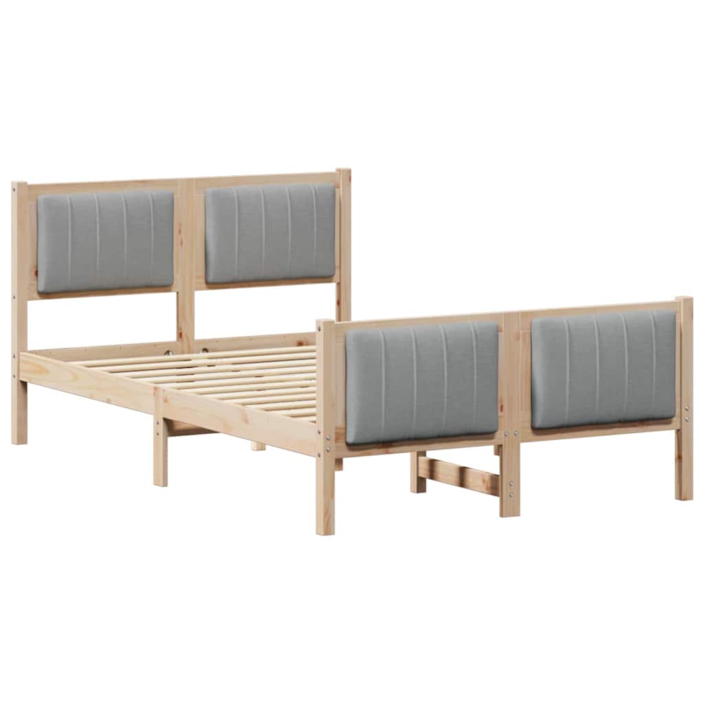 Bedframe Bruin en lichtgrijs 120 x 190 cm Massief grenenhout is nu te koop bij PeponiXL, paradijselijk wonen!