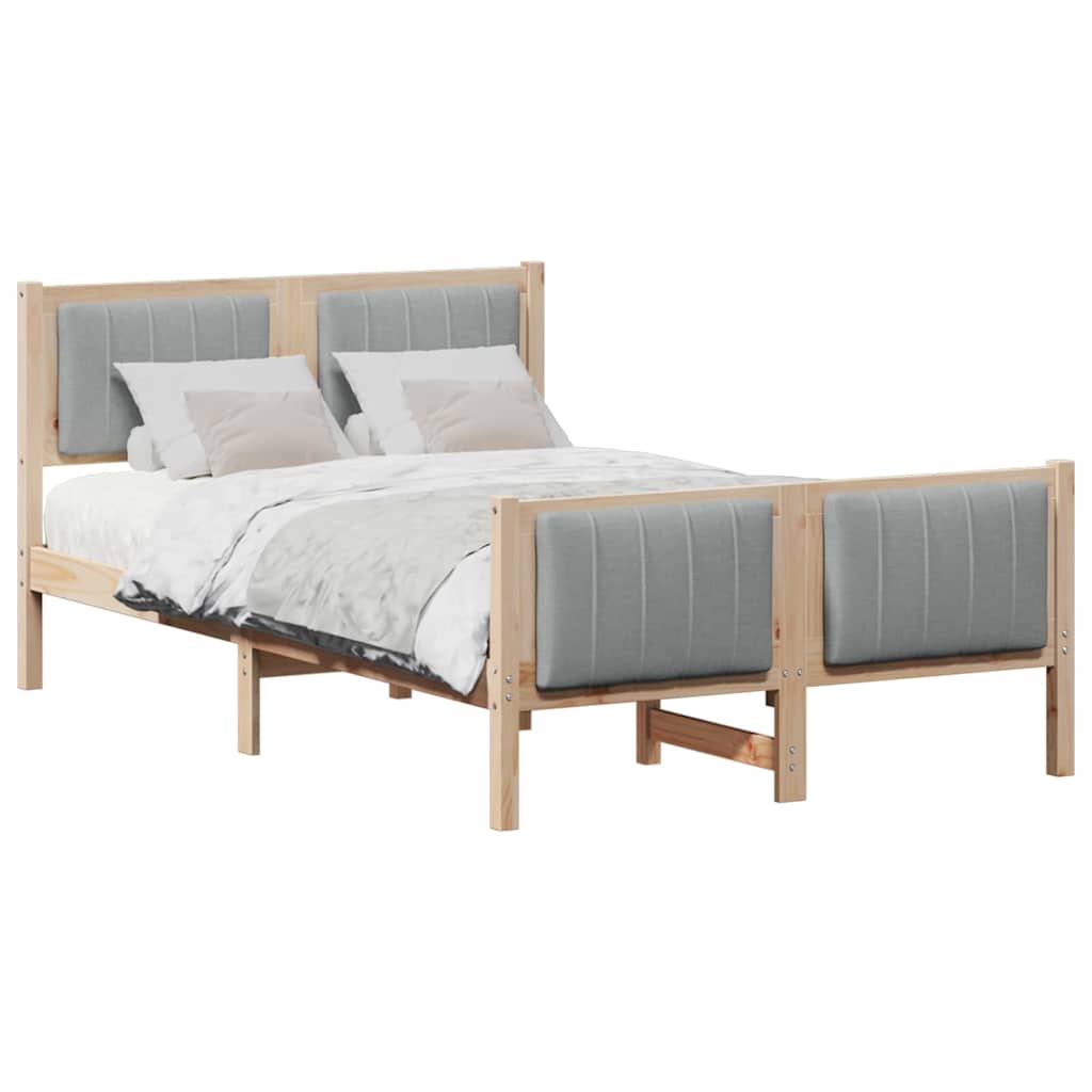 Bedframe Bruin en lichtgrijs 120 x 190 cm Massief grenenhout is nu te koop bij PeponiXL, paradijselijk wonen!