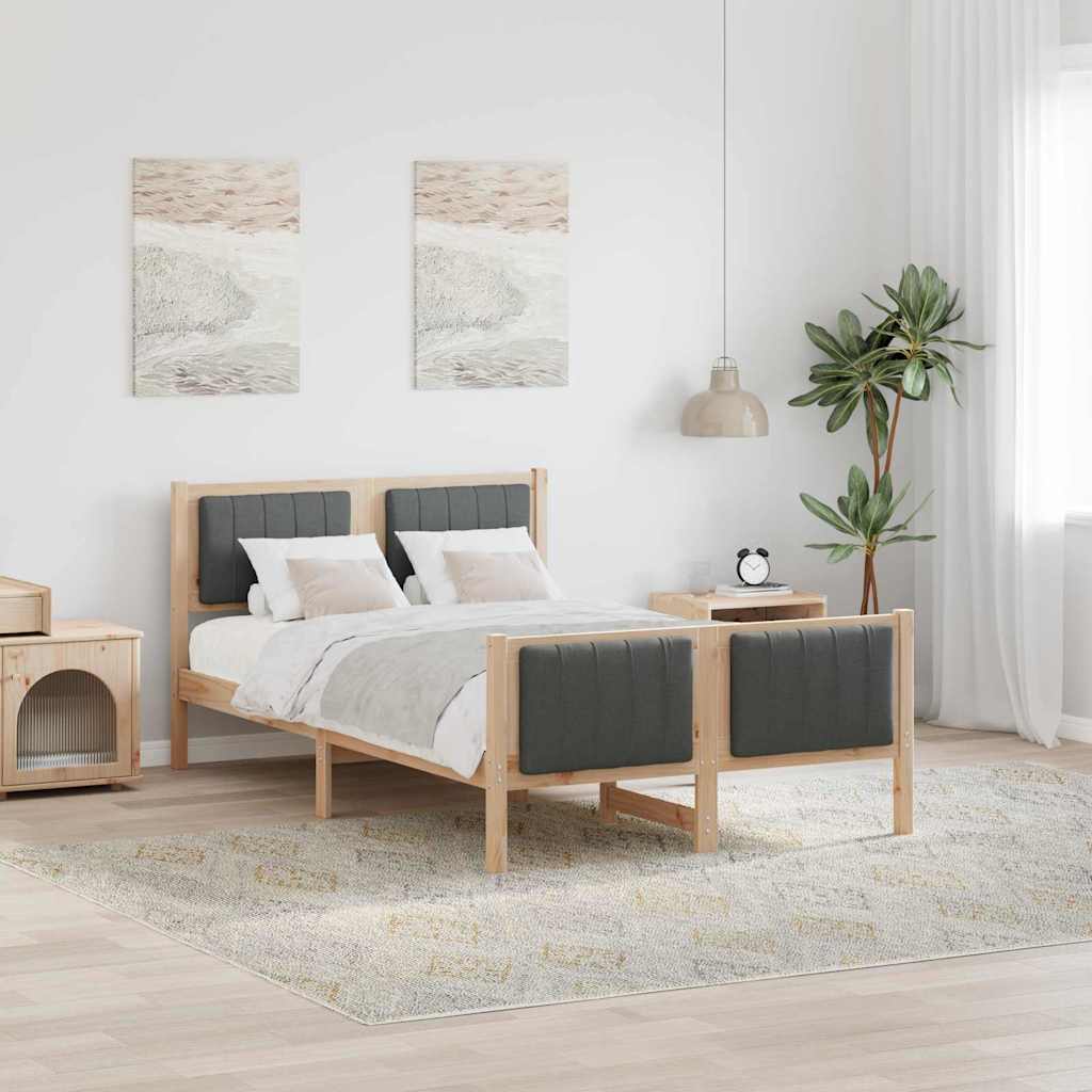 Bedframe Bruin en donkergrijs 120 x 190 cm Massief grenenhout is nu te koop bij PeponiXL, paradijselijk wonen!