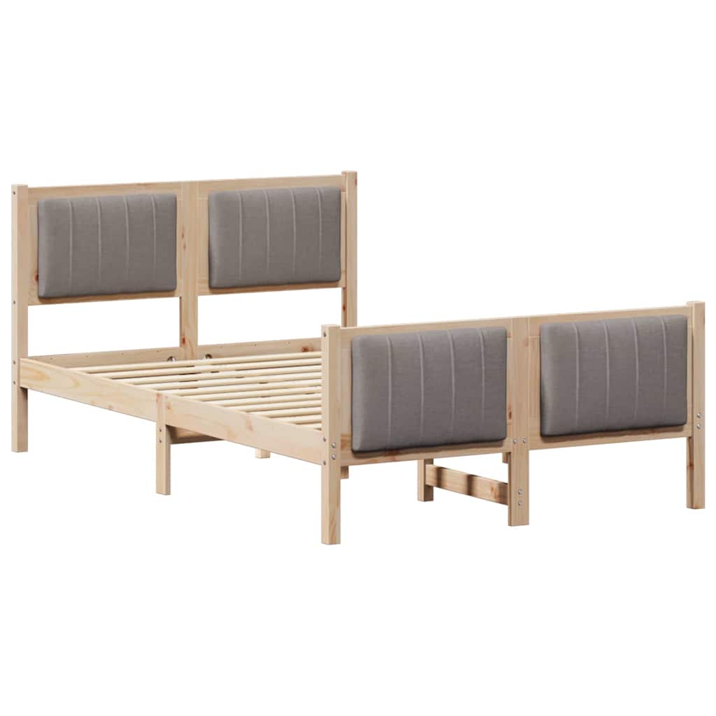 Bedframe Bruin en taupe 120 x 190 cm Massief grenenhout is nu te koop bij PeponiXL, paradijselijk wonen!