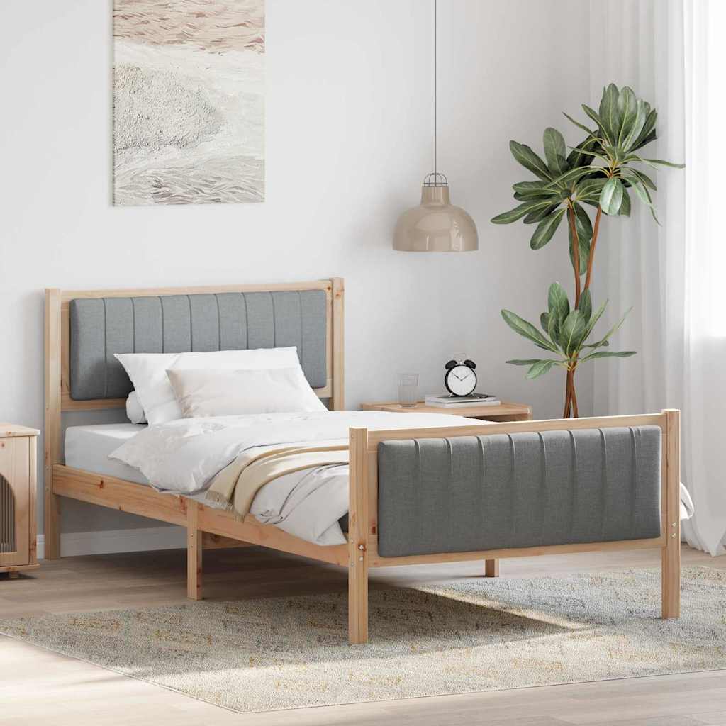 Bedframe Bruin en lichtgrijs 100 x 200 cm Massief grenenhout is nu te koop bij PeponiXL, paradijselijk wonen!