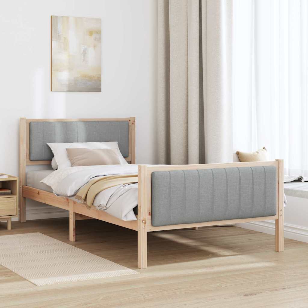 Bedframe Bruin en lichtgrijs 100 x 200 cm Massief grenenhout is nu te koop bij PeponiXL, paradijselijk wonen!
