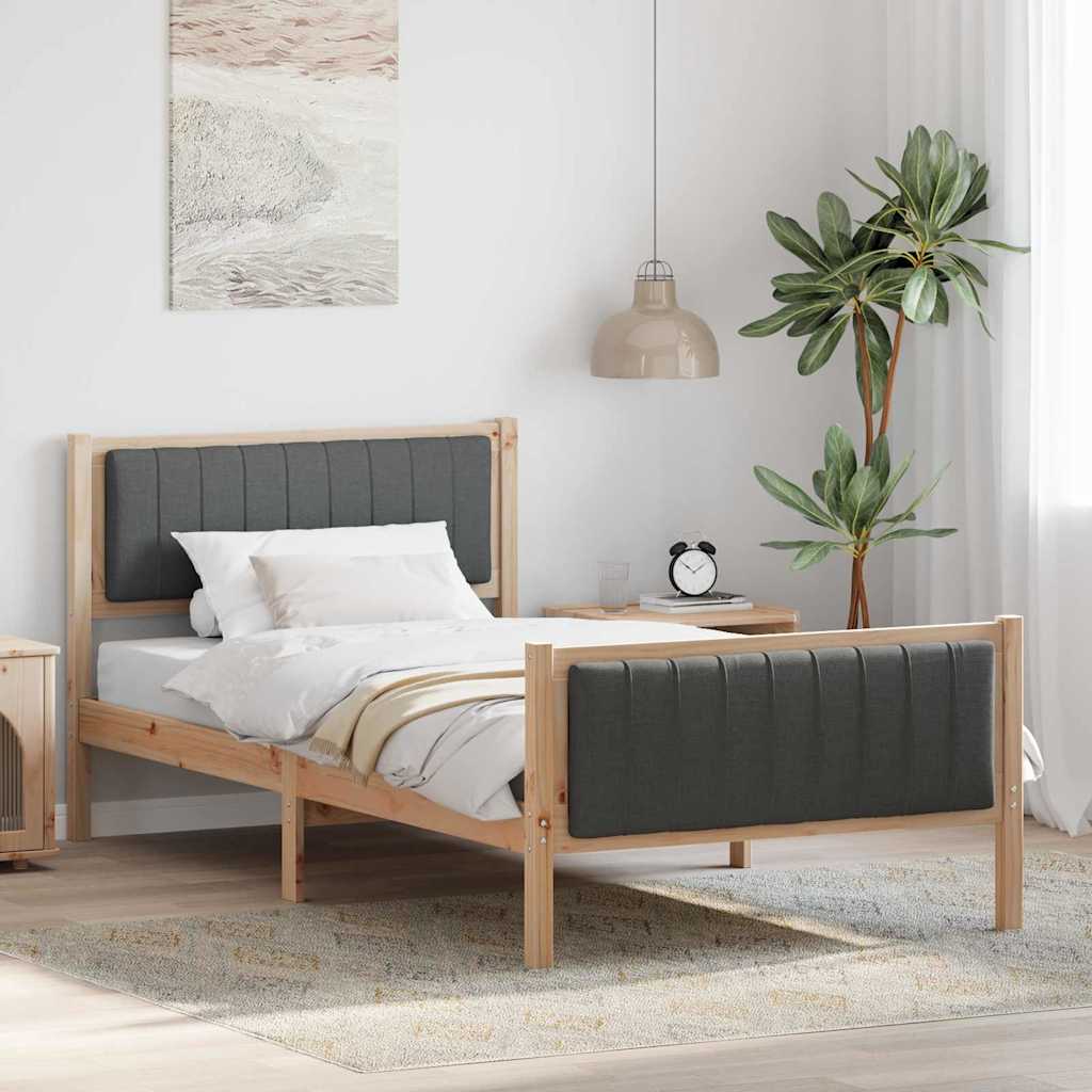 Bedframe Bruin en donkergrijs 100 x 200 cm Massief grenenhout is nu te koop bij PeponiXL, paradijselijk wonen!