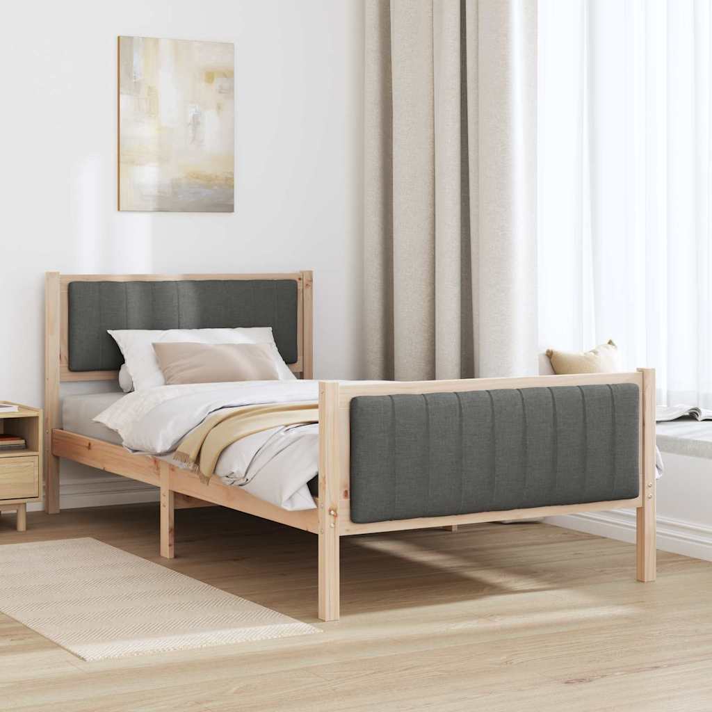 Bedframe Bruin en donkergrijs 100 x 200 cm Massief grenenhout is nu te koop bij PeponiXL, paradijselijk wonen!