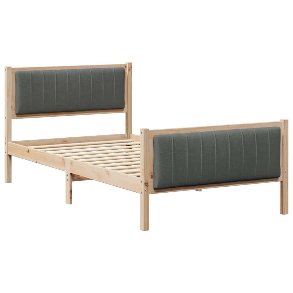 Bedframe Bruin en donkergrijs 100 x 200 cm Massief grenenhout is nu te koop bij PeponiXL, paradijselijk wonen!