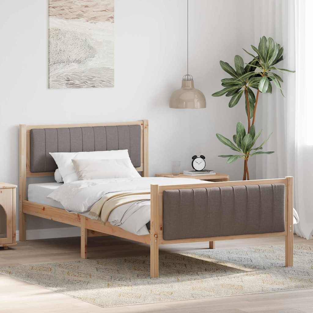 Bedframe Bruin en taupe 100 x 200 cm Massief grenenhout is nu te koop bij PeponiXL, paradijselijk wonen!