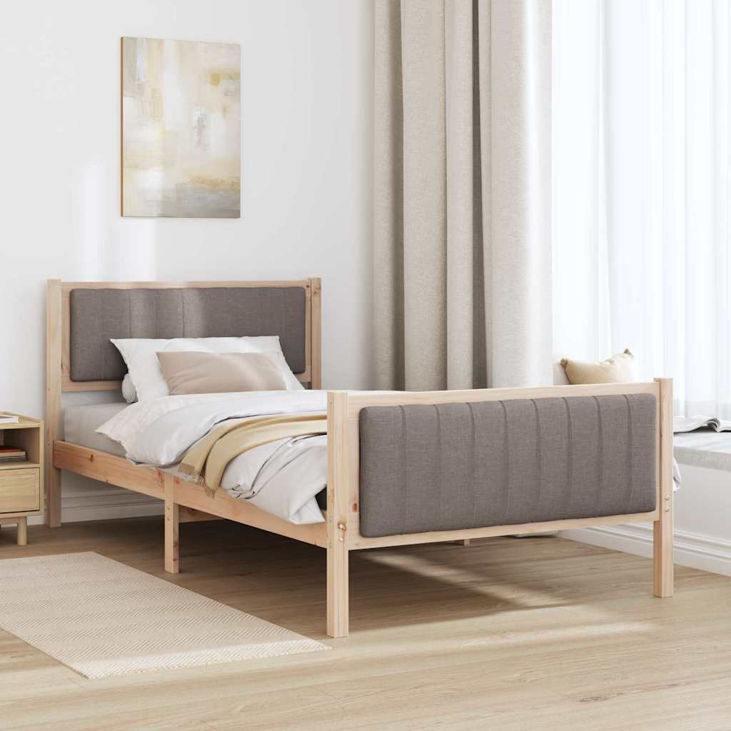 Bedframe Bruin en taupe 100 x 200 cm Massief grenenhout is nu te koop bij PeponiXL, paradijselijk wonen!