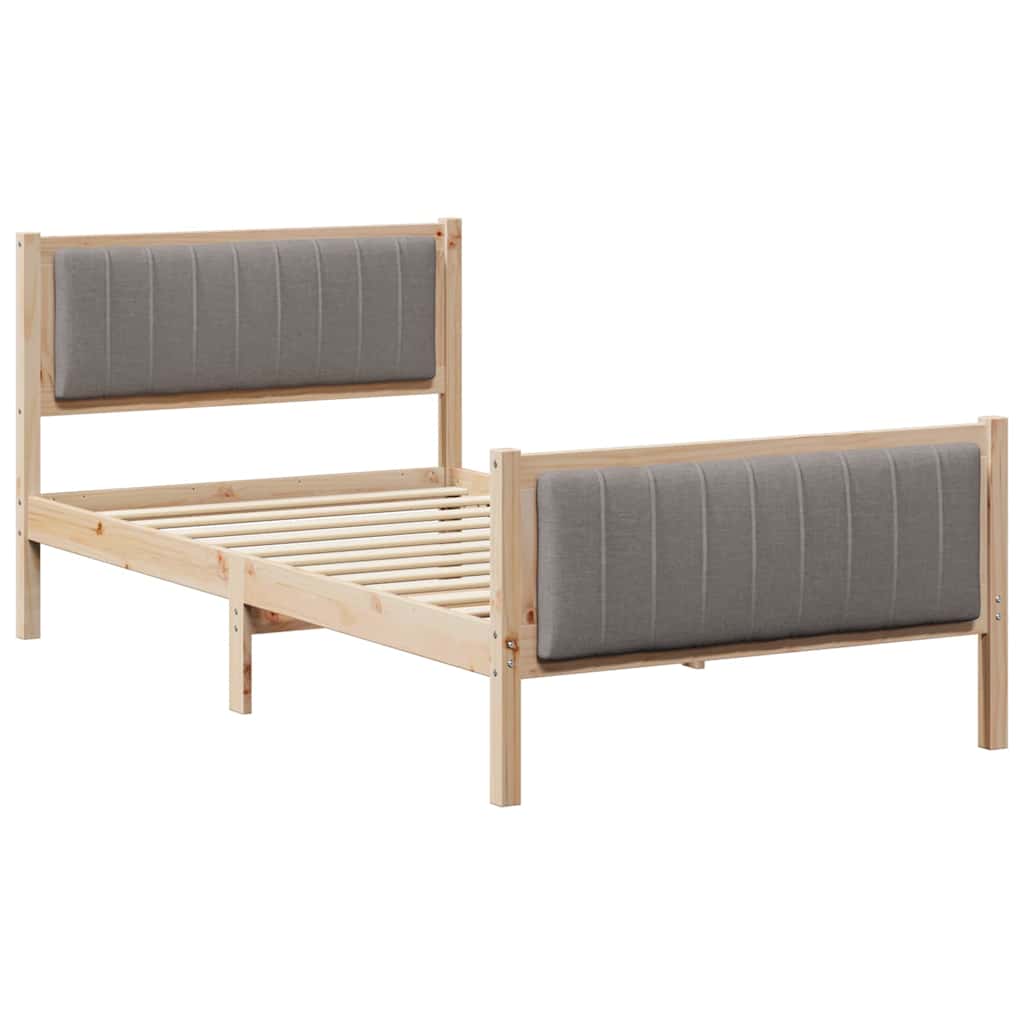 Bedframe Bruin en taupe 100 x 200 cm Massief grenenhout is nu te koop bij PeponiXL, paradijselijk wonen!
