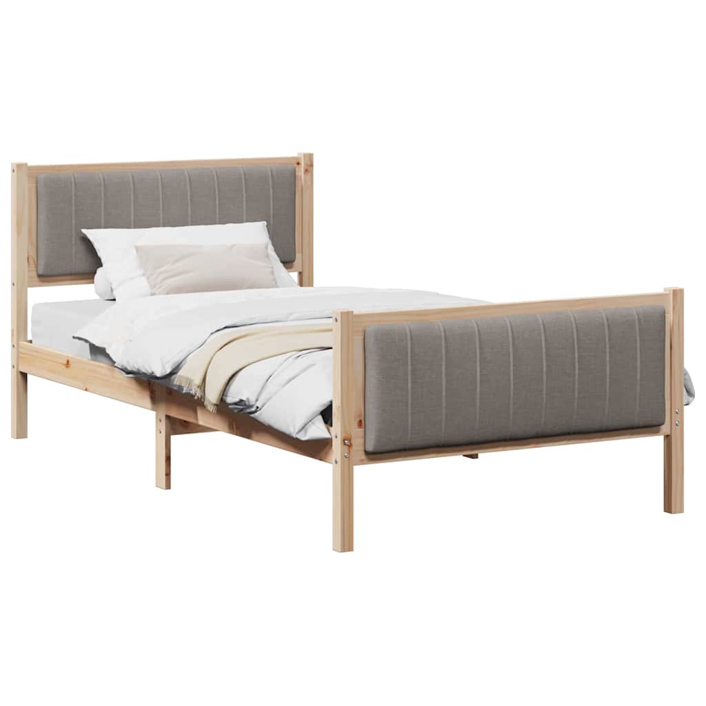 Bedframe Bruin en taupe 100 x 200 cm Massief grenenhout is nu te koop bij PeponiXL, paradijselijk wonen!