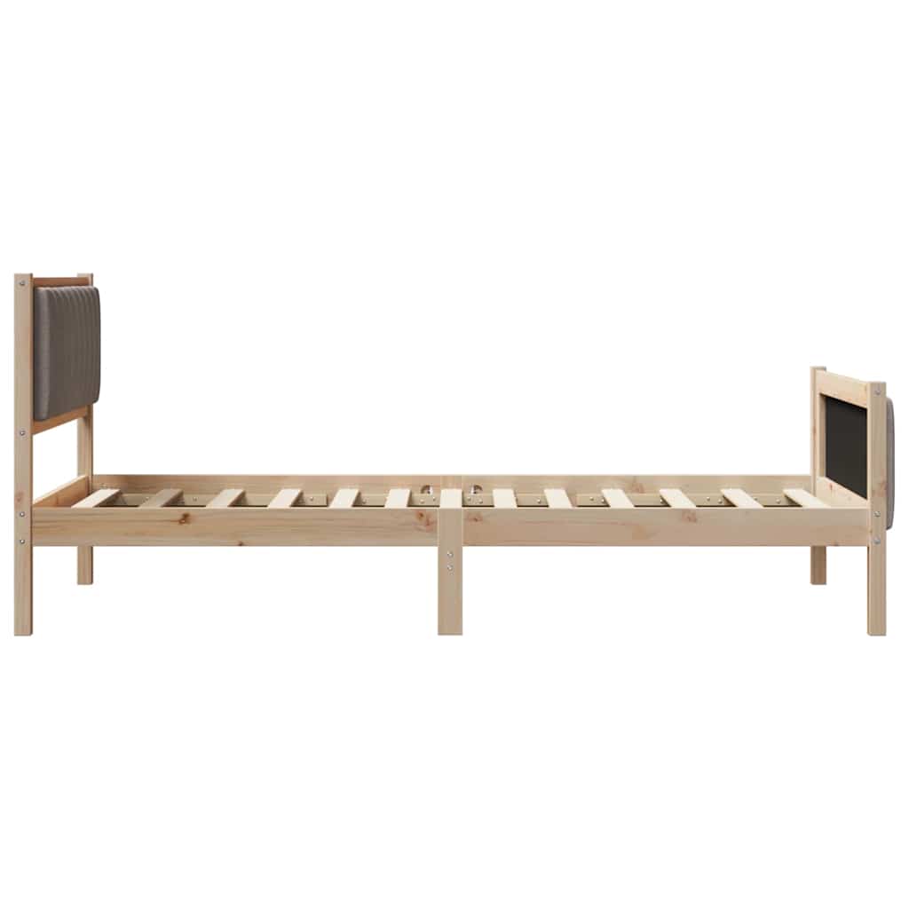 Bedframe Bruin en taupe 100 x 200 cm Massief grenenhout is nu te koop bij PeponiXL, paradijselijk wonen!