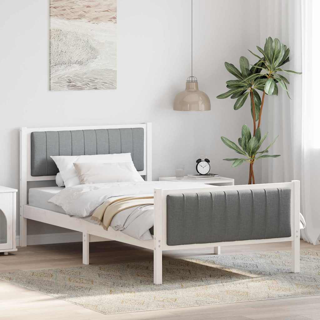 Bedframe Wit en lichtgrijs 100 x 200 cm Massief grenenhout is nu te koop bij PeponiXL, paradijselijk wonen!