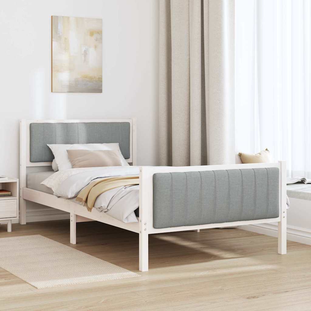 Bedframe Wit en lichtgrijs 100 x 200 cm Massief grenenhout is nu te koop bij PeponiXL, paradijselijk wonen!
