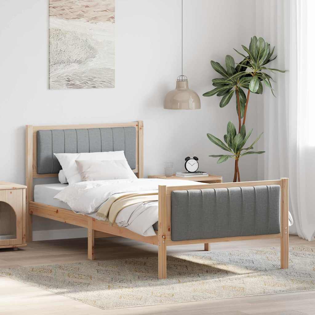 Bedframe Bruin en lichtgrijs 90 x 200 cm Massief grenenhout is nu te koop bij PeponiXL, paradijselijk wonen!