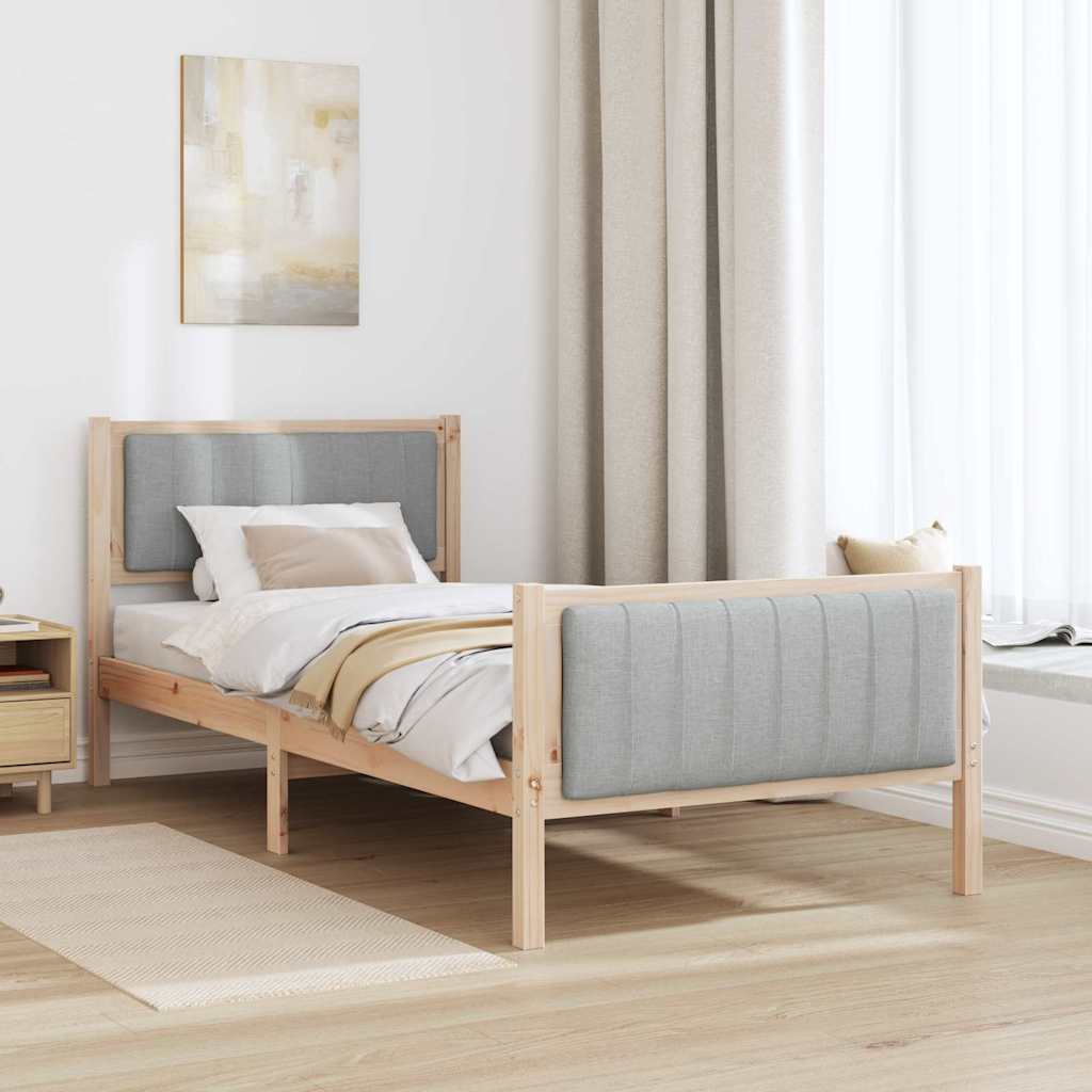 Bedframe Bruin en lichtgrijs 90 x 200 cm Massief grenenhout is nu te koop bij PeponiXL, paradijselijk wonen!