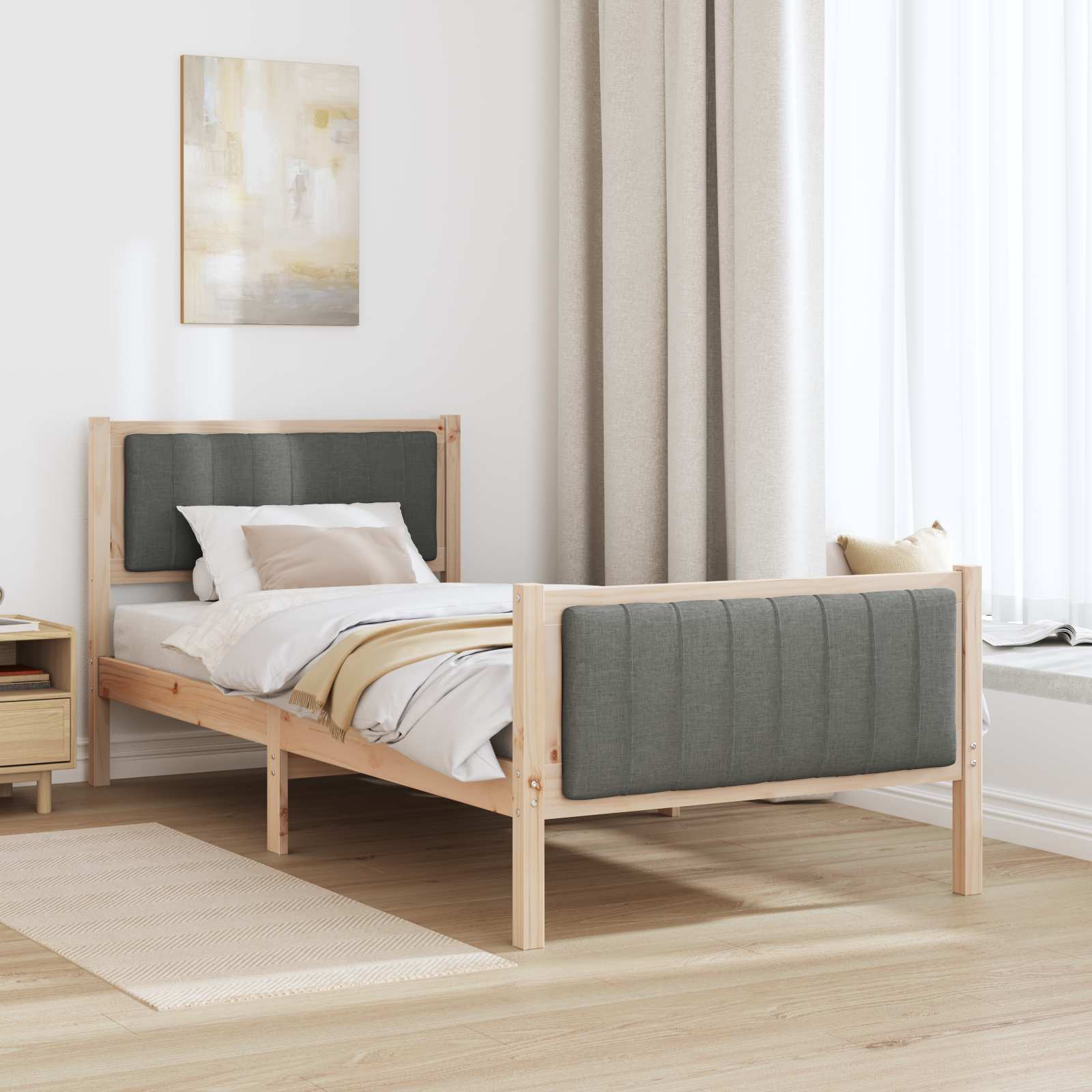 Bedframe Bruin en donkergrijs 90 x 200 cm Massief grenenhout is nu te koop bij PeponiXL, paradijselijk wonen!