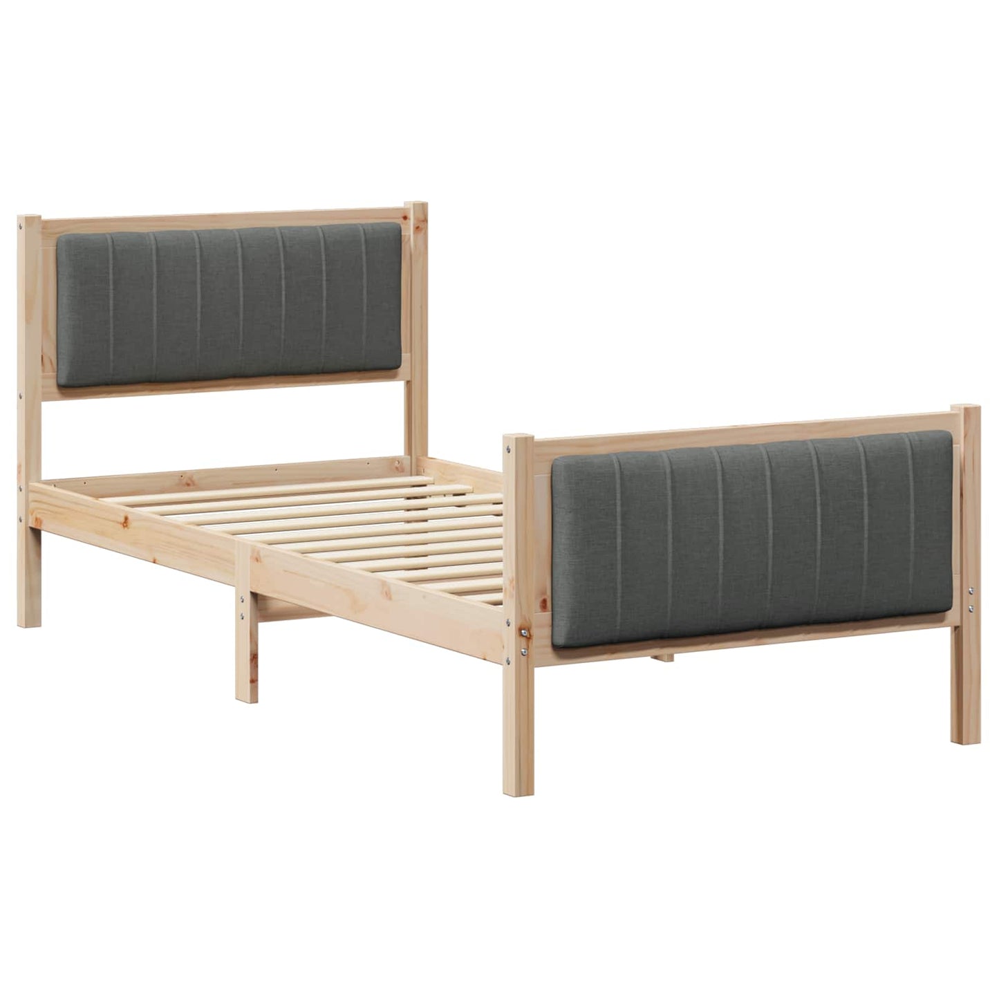 Bedframe Bruin en donkergrijs 90 x 200 cm Massief grenenhout is nu te koop bij PeponiXL, paradijselijk wonen!