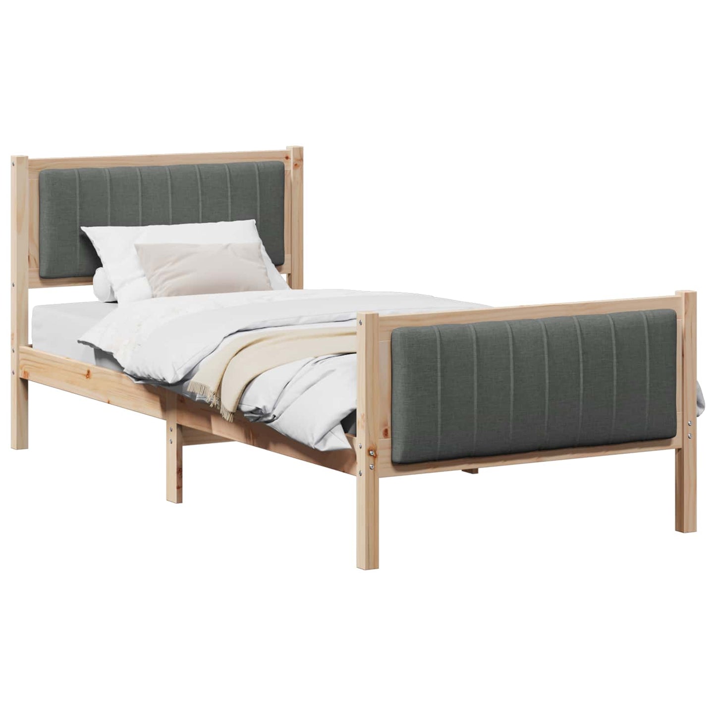 Bedframe Bruin en donkergrijs 90 x 200 cm Massief grenenhout is nu te koop bij PeponiXL, paradijselijk wonen!