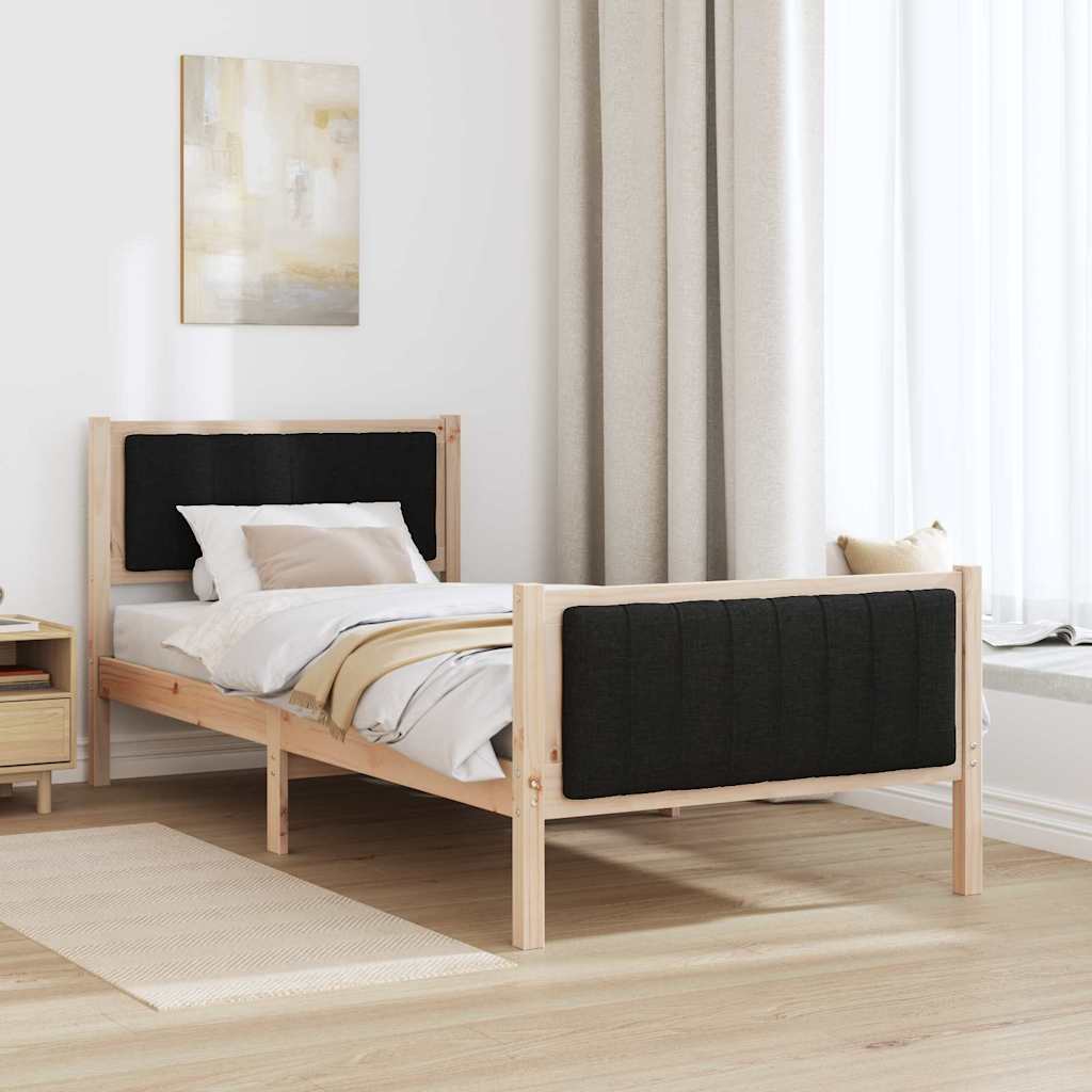 Bedframe Bruin en zwart 90 x 200 cm Massief grenenhout is nu te koop bij PeponiXL, paradijselijk wonen!