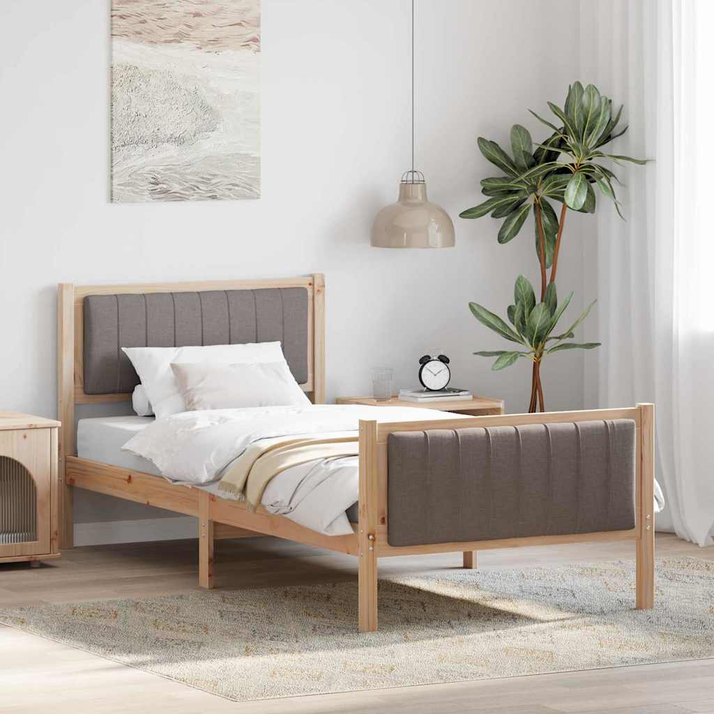 Bedframe Bruin en taupe 90 x 200 cm Massief grenenhout is nu te koop bij PeponiXL, paradijselijk wonen!