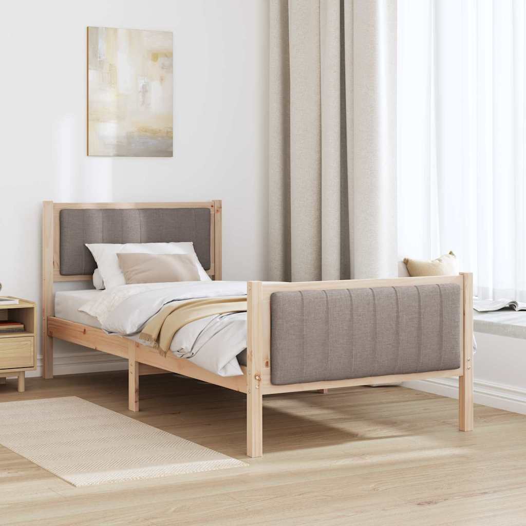 Bedframe Bruin en taupe 90 x 200 cm Massief grenenhout is nu te koop bij PeponiXL, paradijselijk wonen!