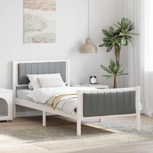 Bedframe Wit en lichtgrijs 90 x 200 cm Massief grenenhout is nu te koop bij PeponiXL, paradijselijk wonen!