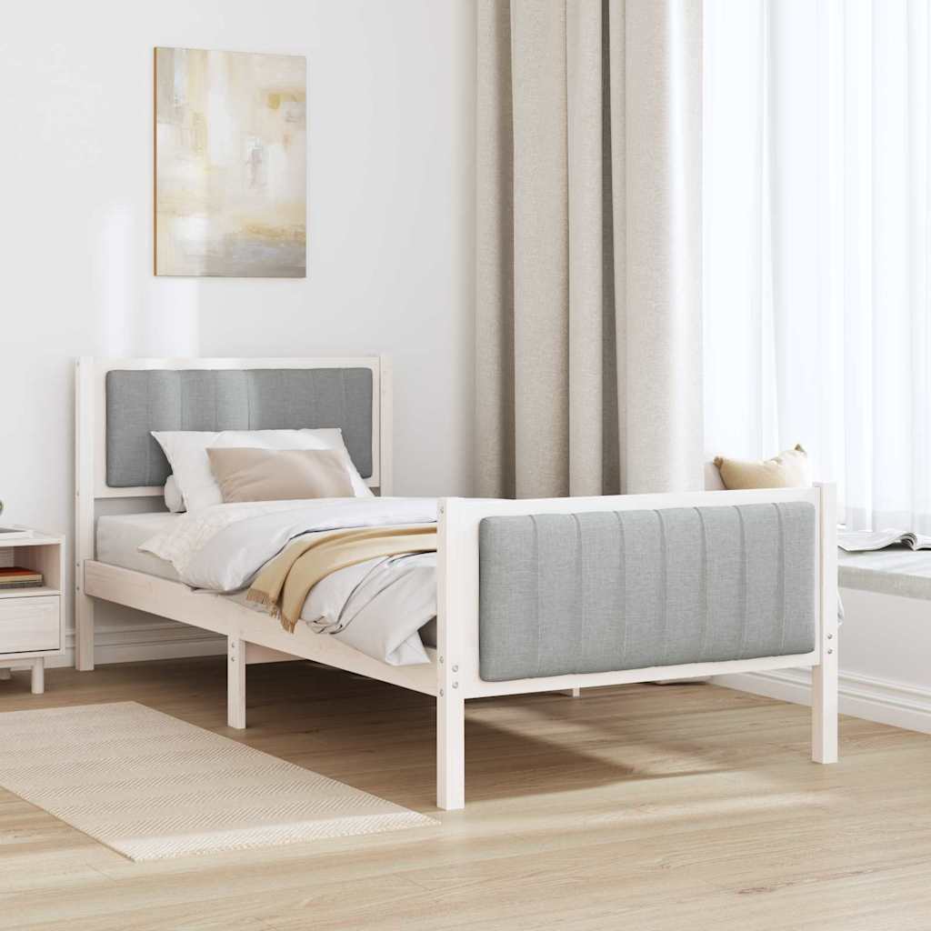 Bedframe Wit en lichtgrijs 90 x 200 cm Massief grenenhout is nu te koop bij PeponiXL, paradijselijk wonen!