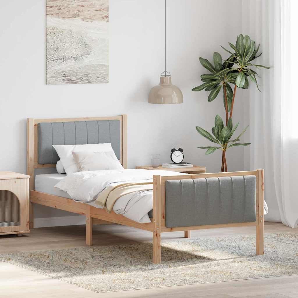 Bedframe Bruin en lichtgrijs 80 x 200 cm Massief grenenhout is nu te koop bij PeponiXL, paradijselijk wonen!