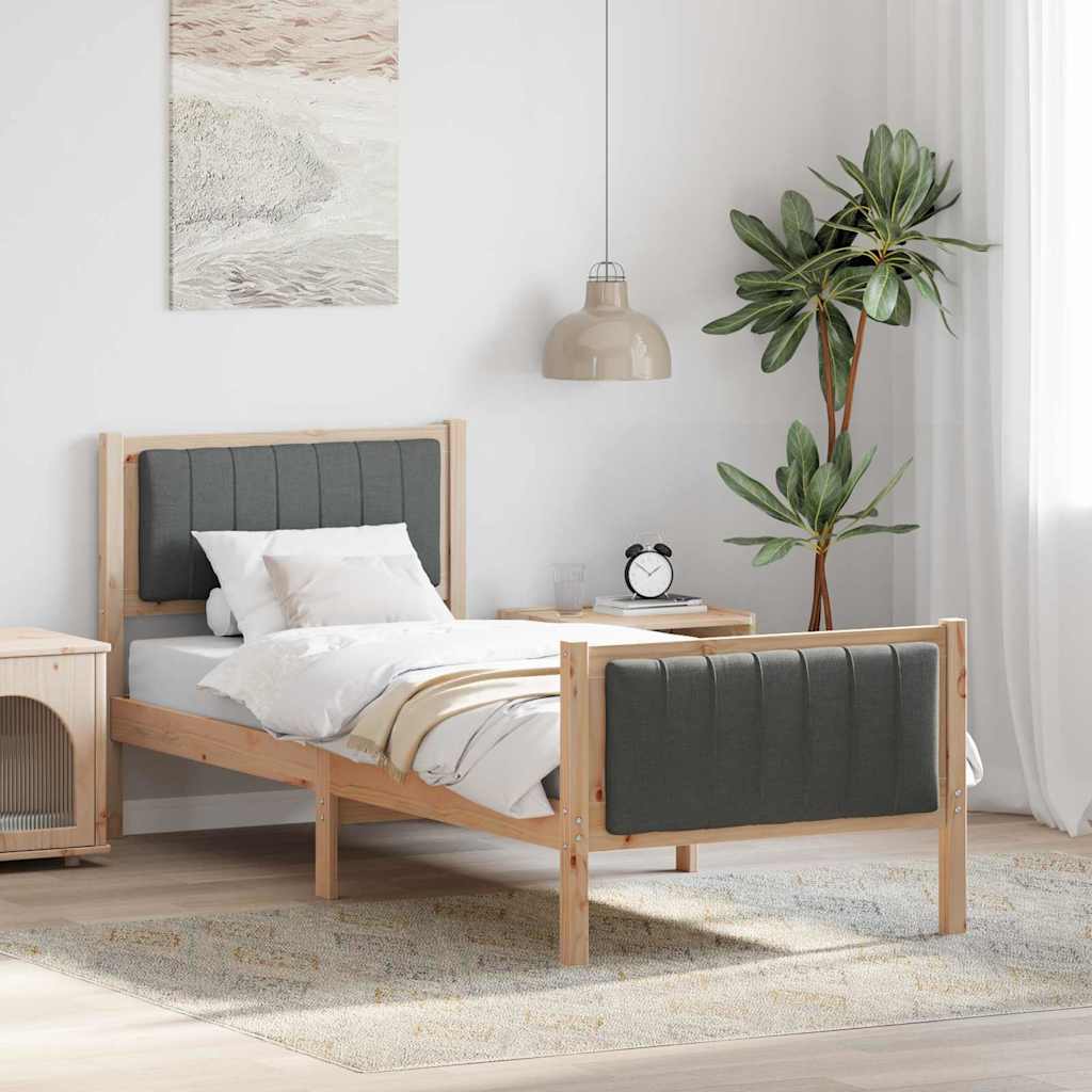 Bedframe Bruin en donkergrijs 80 x 200 cm Massief grenenhout is nu te koop bij PeponiXL, paradijselijk wonen!
