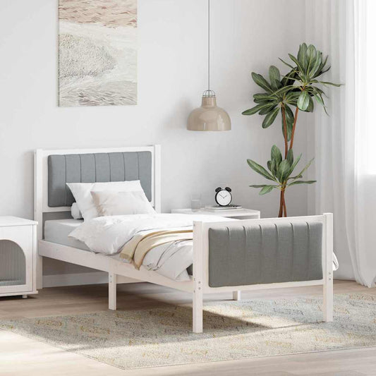 Bedframe Wit en lichtgrijs 80 x 200 cm Massief grenenhout is nu te koop bij PeponiXL, paradijselijk wonen!