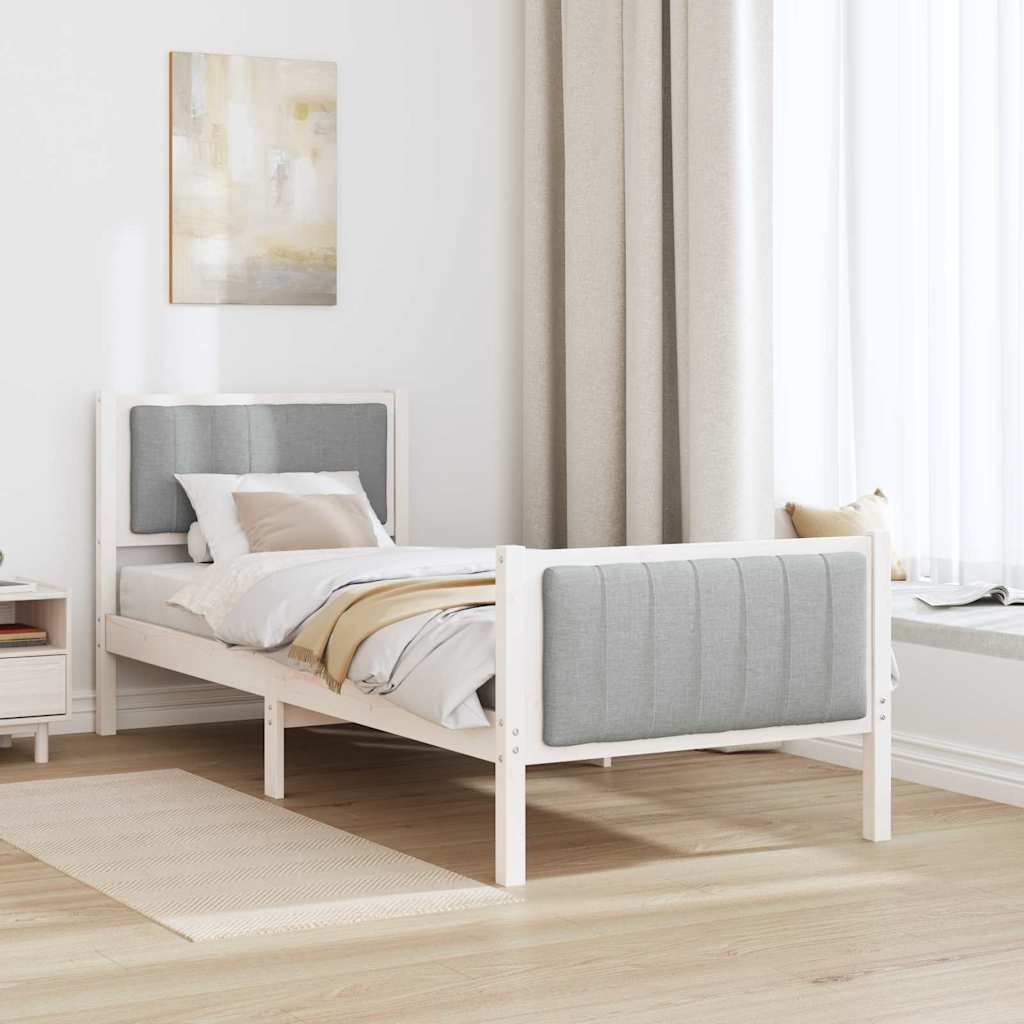 Bedframe Wit en lichtgrijs 80 x 200 cm Massief grenenhout is nu te koop bij PeponiXL, paradijselijk wonen!