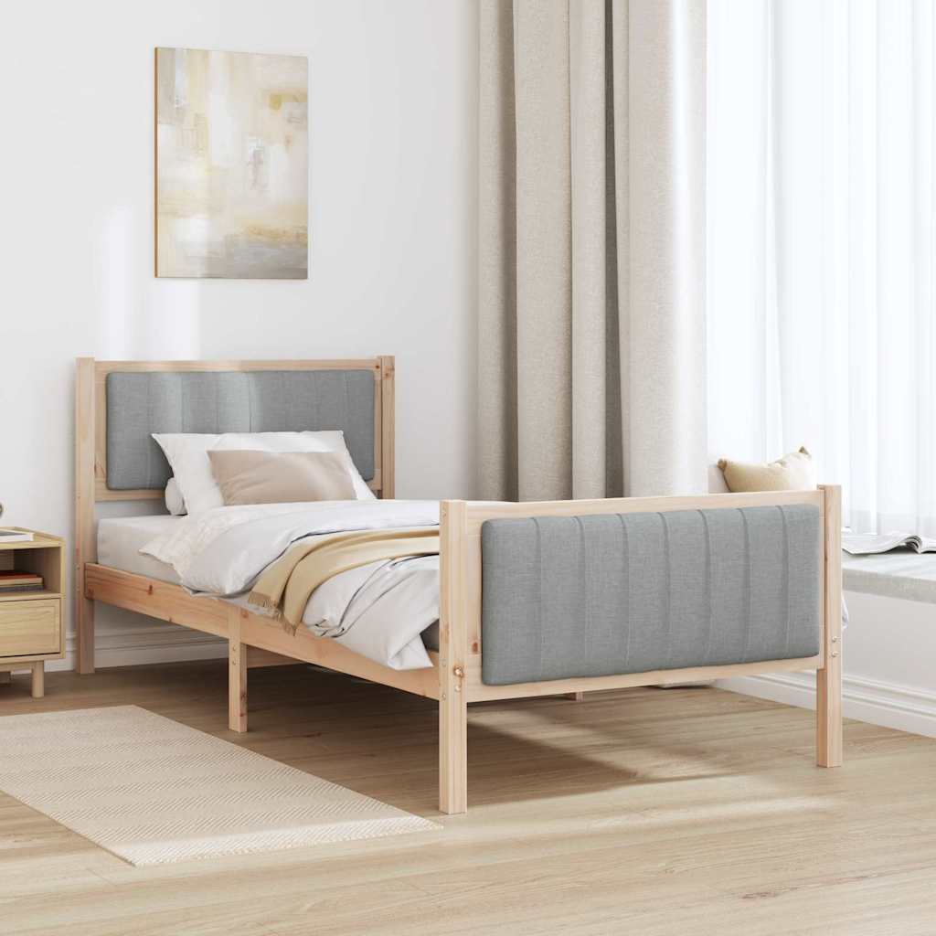Bedframe Bruin en lichtgrijs 90 x 190 cm Massief grenenhout is nu te koop bij PeponiXL, paradijselijk wonen!