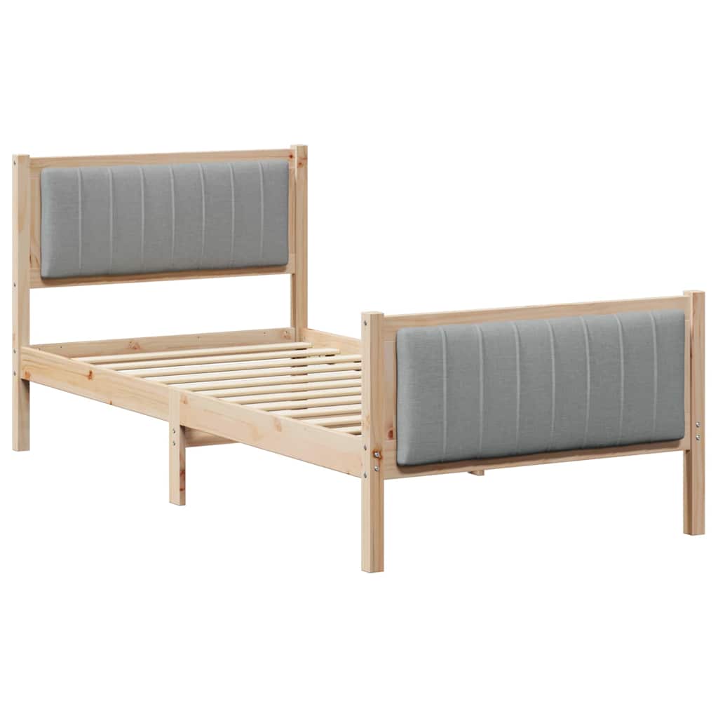 Bedframe Bruin en lichtgrijs 90 x 190 cm Massief grenenhout is nu te koop bij PeponiXL, paradijselijk wonen!