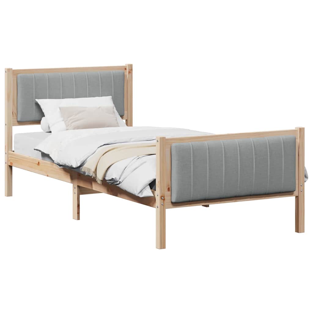 Bedframe Bruin en lichtgrijs 90 x 190 cm Massief grenenhout is nu te koop bij PeponiXL, paradijselijk wonen!